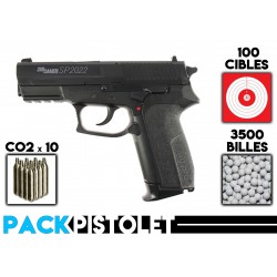 PACK PISTOLET SIG SAUER SP2022/BILLES/CIBLES/CO2Armurerie PBG 62 Pack pistolet